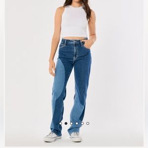 ULTRA HIGH-RISE BLUE RINSE WAVY PATTERN DAD JEANS